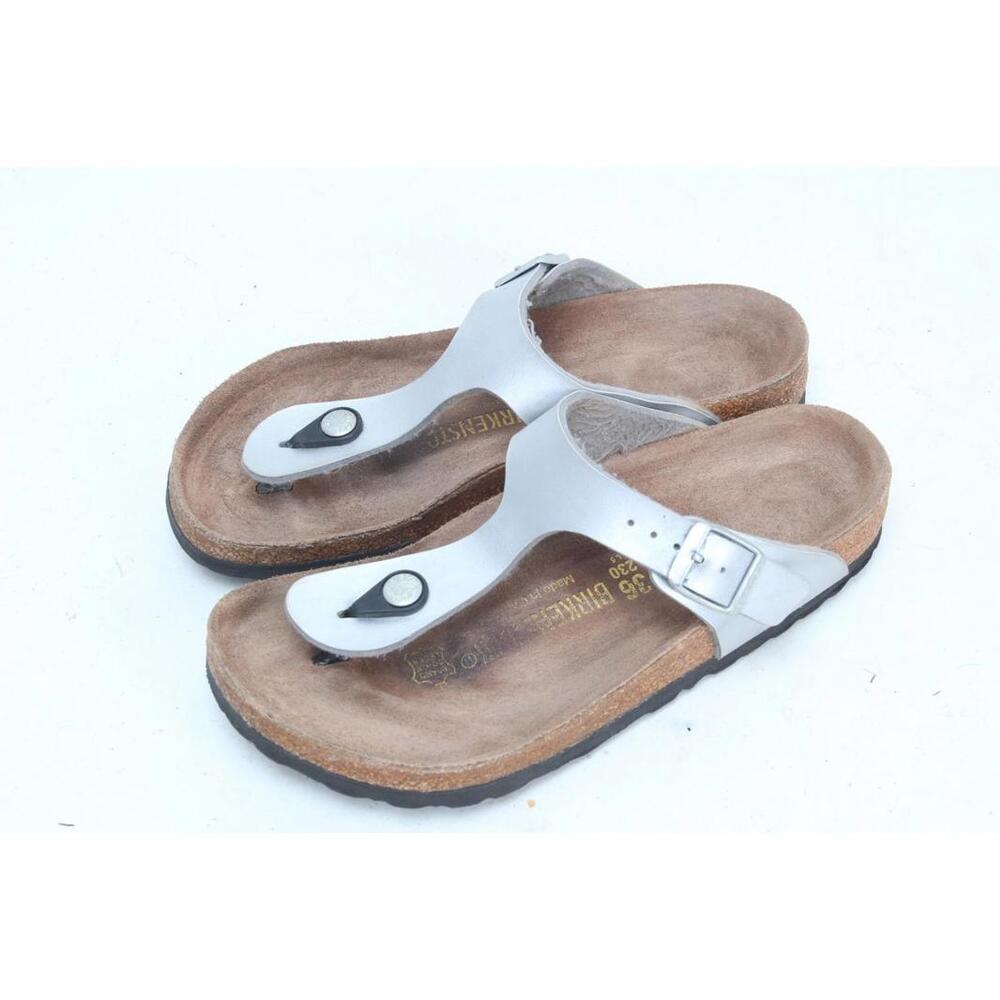 Birkenstock Gizeh Sandals Birko Flor Silver Shoes Women's 36 /5 - Picture 6 of 12